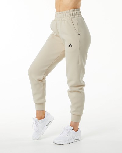 Vanilla Alphalete Interlock Knit Cuffed Jogger | LCPRGU413