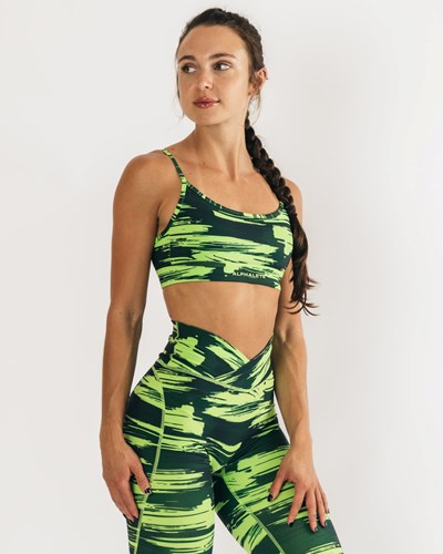 Volt Canvas Camo Alphalete Medium Impact Bra | TXDFYP857