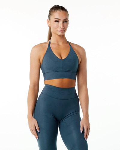 Whale Blue Alphalete Medium-Impact Luxury Sports Bra | IBEYNS059