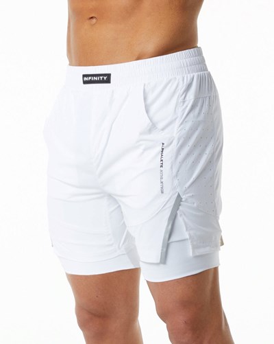 White Alphalete Compression Lined Woven Training Short | OAJSYU417