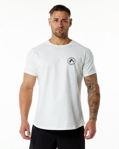 White Alphalete Fitted Performance Short Sleeve | YVBSNU170