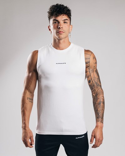 White Alphalete Fitted Performance Tank | RQDTWI932