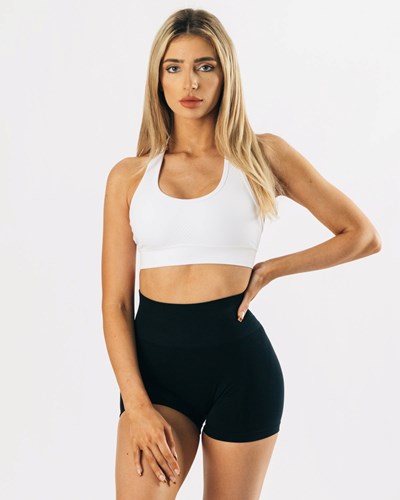 White Alphalete High-Impact Seamless Sports Bra | PYZBCK801