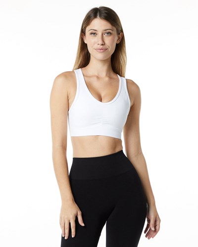 White Alphalete High-Impact Seamless Sports Bra | RSQLUZ793