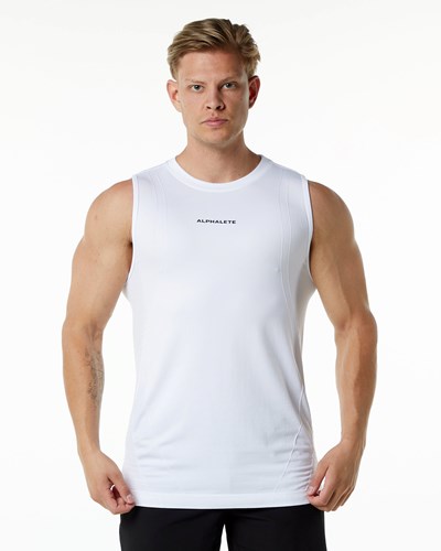 White Alphalete High Performance Seamless Tank | ZMPDSX973