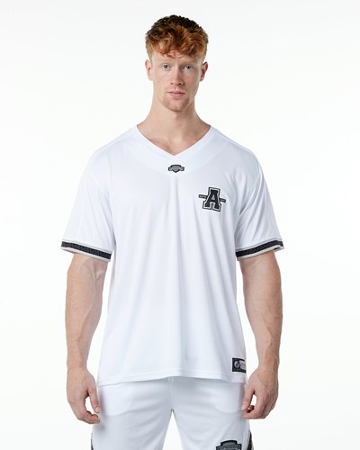 White Alphalete Oversized Short Sleeve Jersey | FYLPGD827