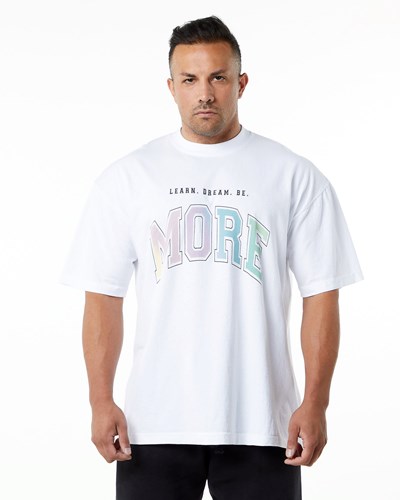 White Gradient Alphalete Heavyweight Oversized Tee | LWFZME278