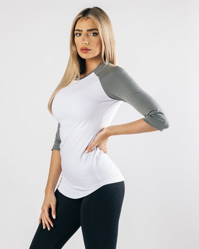 White Tundra Grey Alphalete Fitted Performance 3/4 Sleeve | ZAXESH346