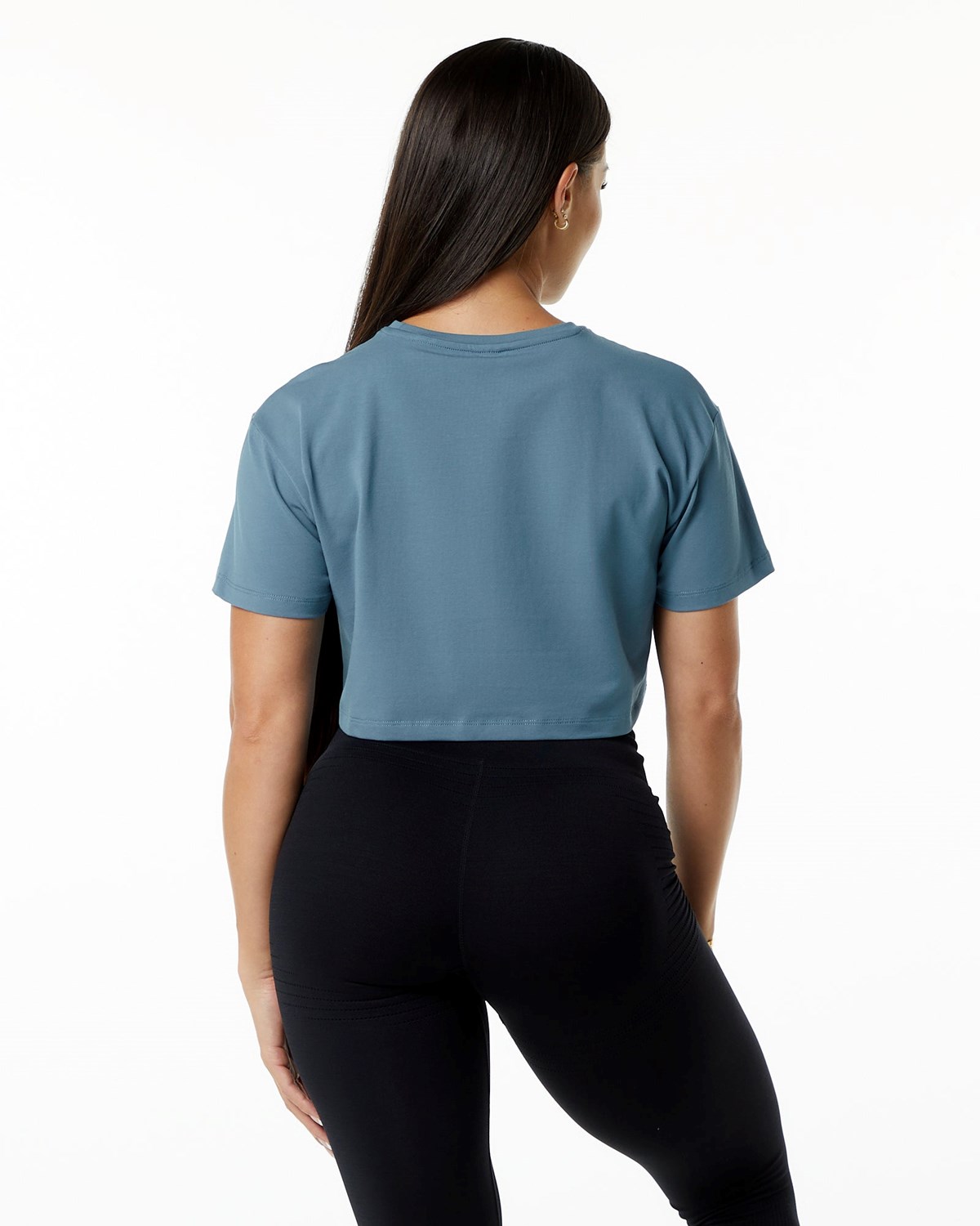 Atlantic Blue Alphalete Fitted Performance Short Sleeve Crop | GAXIDU164