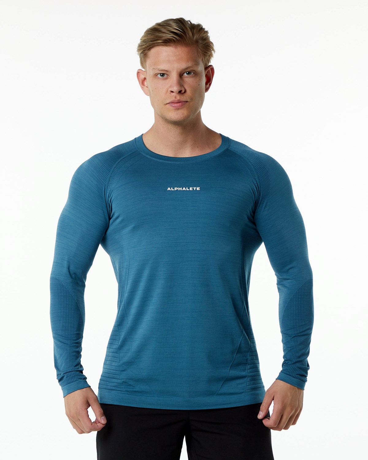 Atlantic Blue Alphalete High Performance Seamless Long Sleeve Tee | CAWSOL681