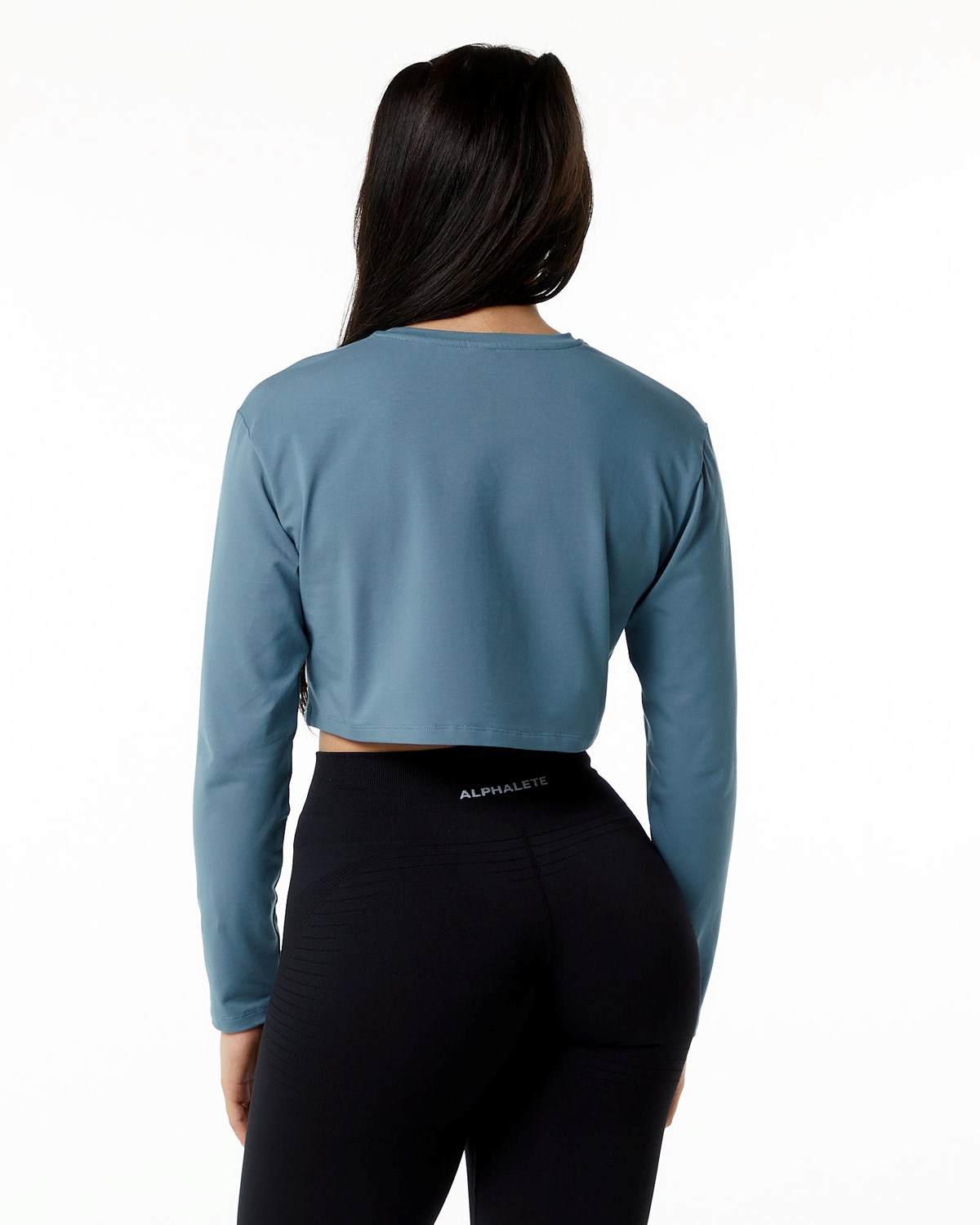 Atlantic Blue Alphalete Oversized Performance Long Sleeve Crop | AHLPGB248