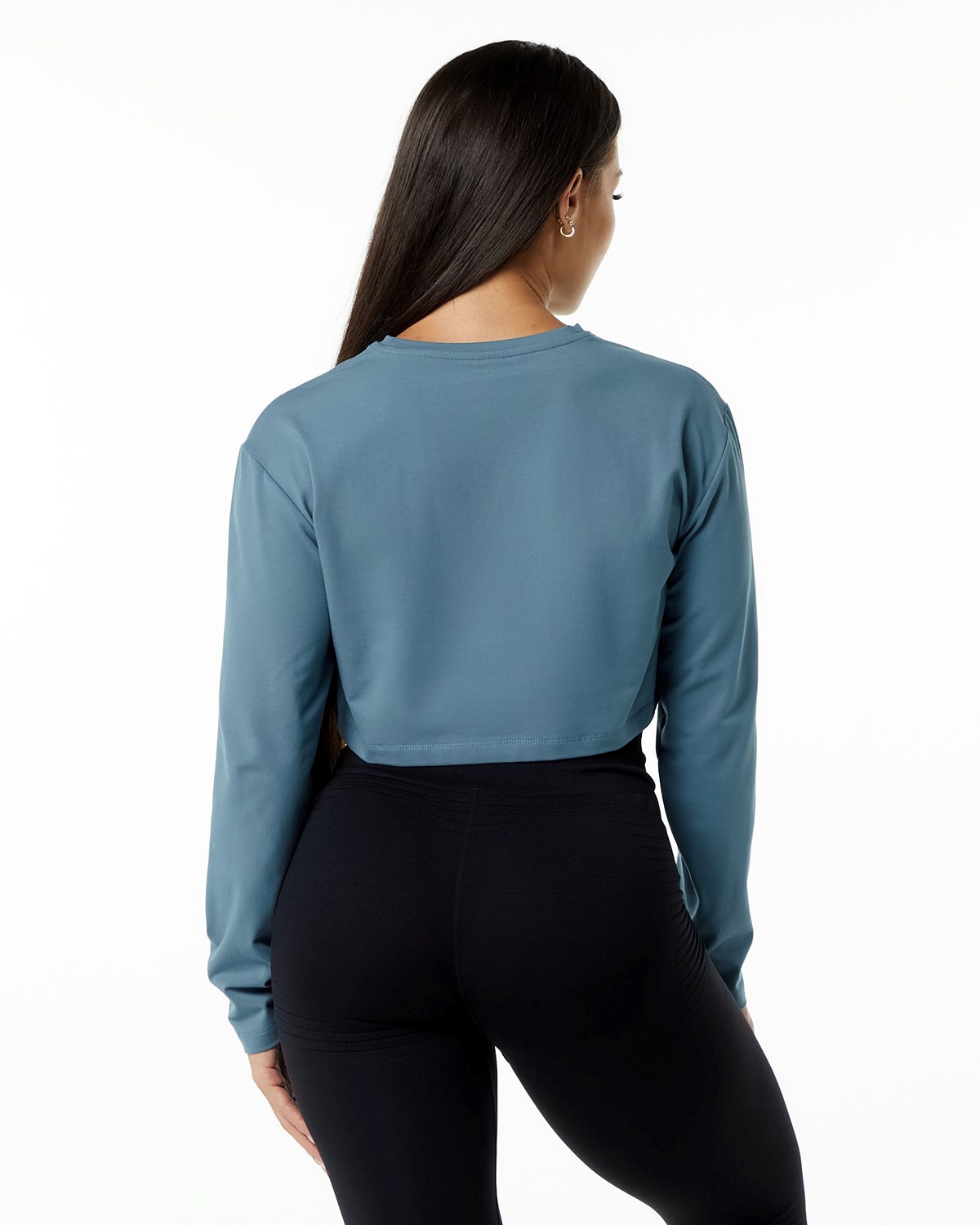 Atlantic Blue Alphalete Oversized Performance Long Sleeve Crop | CYZFPH684