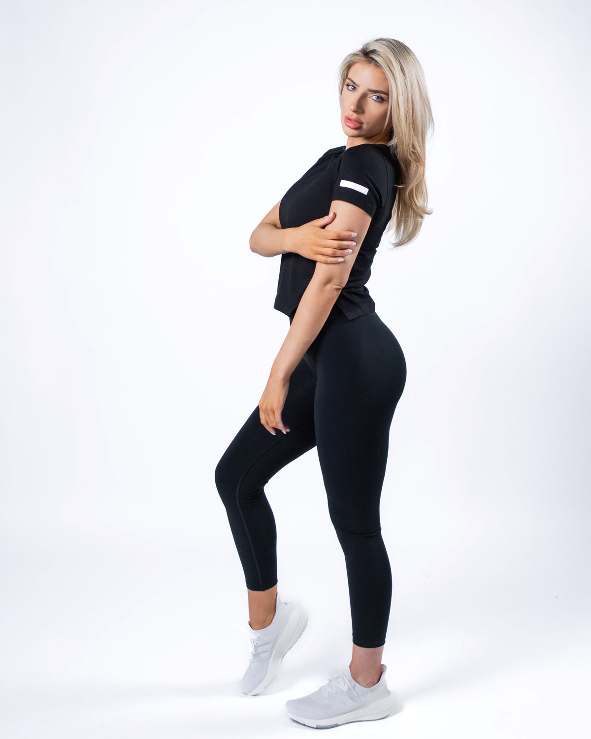 Black Alphalete Boatneck Cropped Premium Short Sleeve | PJFELS925