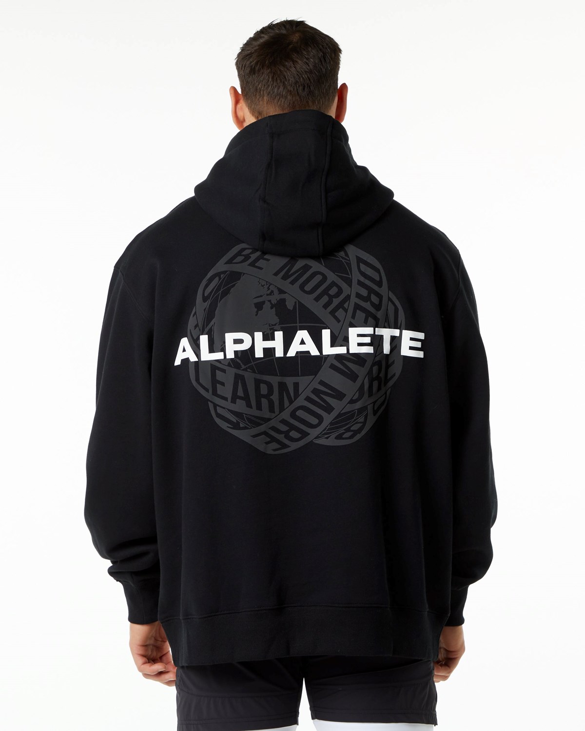 Black Alphalete Brushed Fleece Graphic Hoodie | OFUSIN042