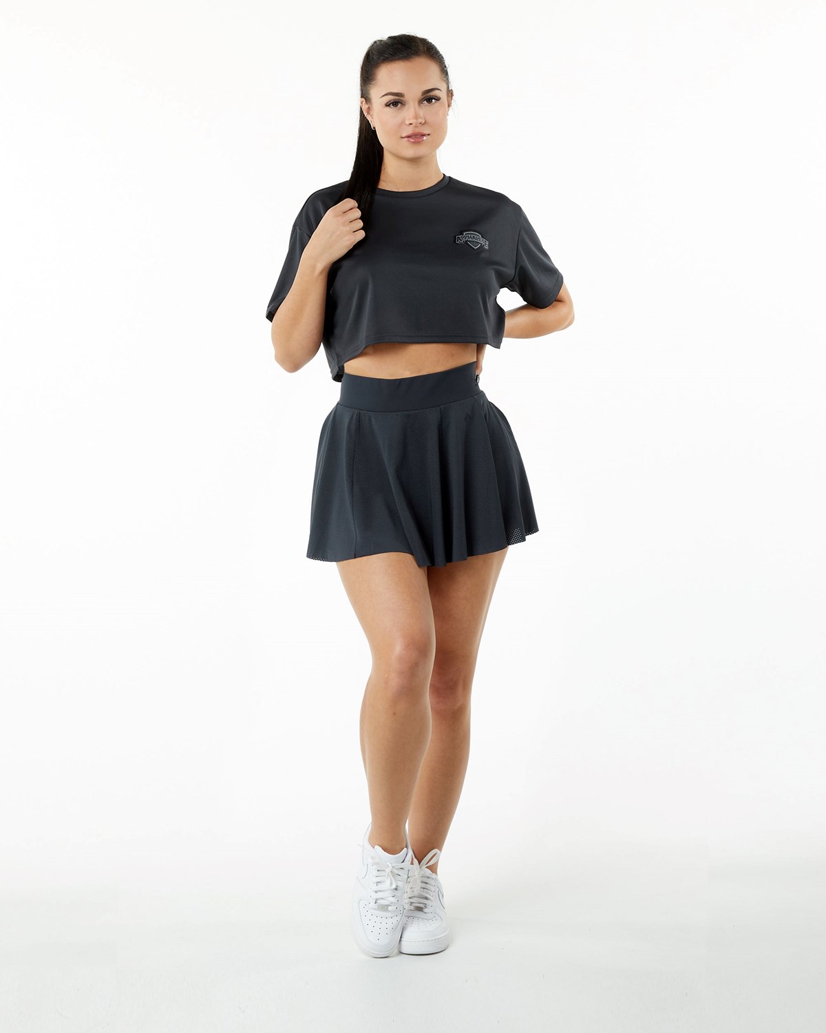 Black Alphalete Compression Lined Mesh Skirt | GLXIHN074