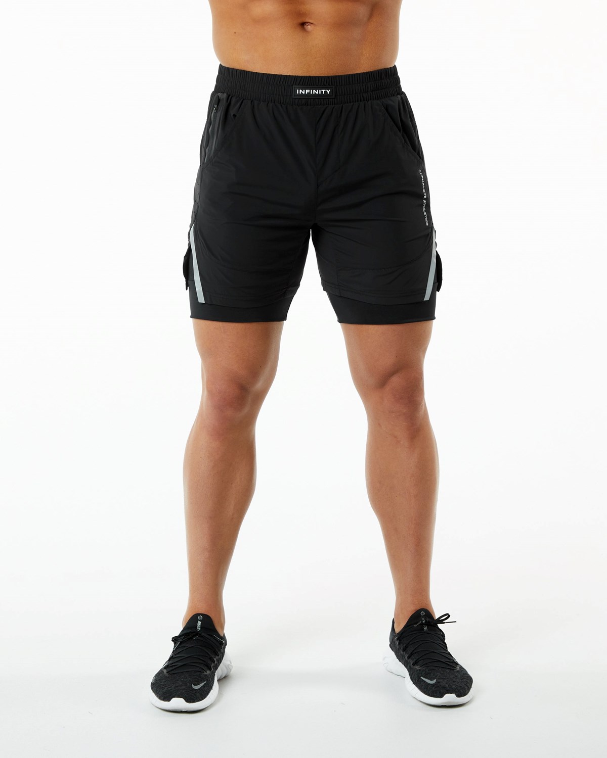 Black Alphalete Compression Lined Woven Training Short | CPWIFR268