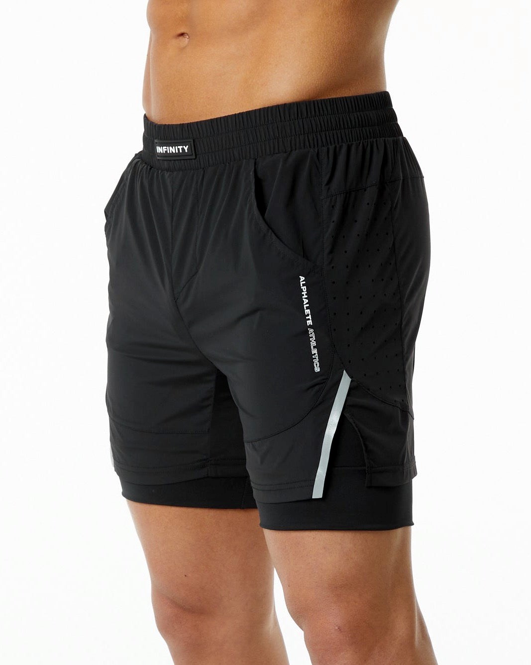 Black Alphalete Compression Lined Woven Training Short | CPWIFR268