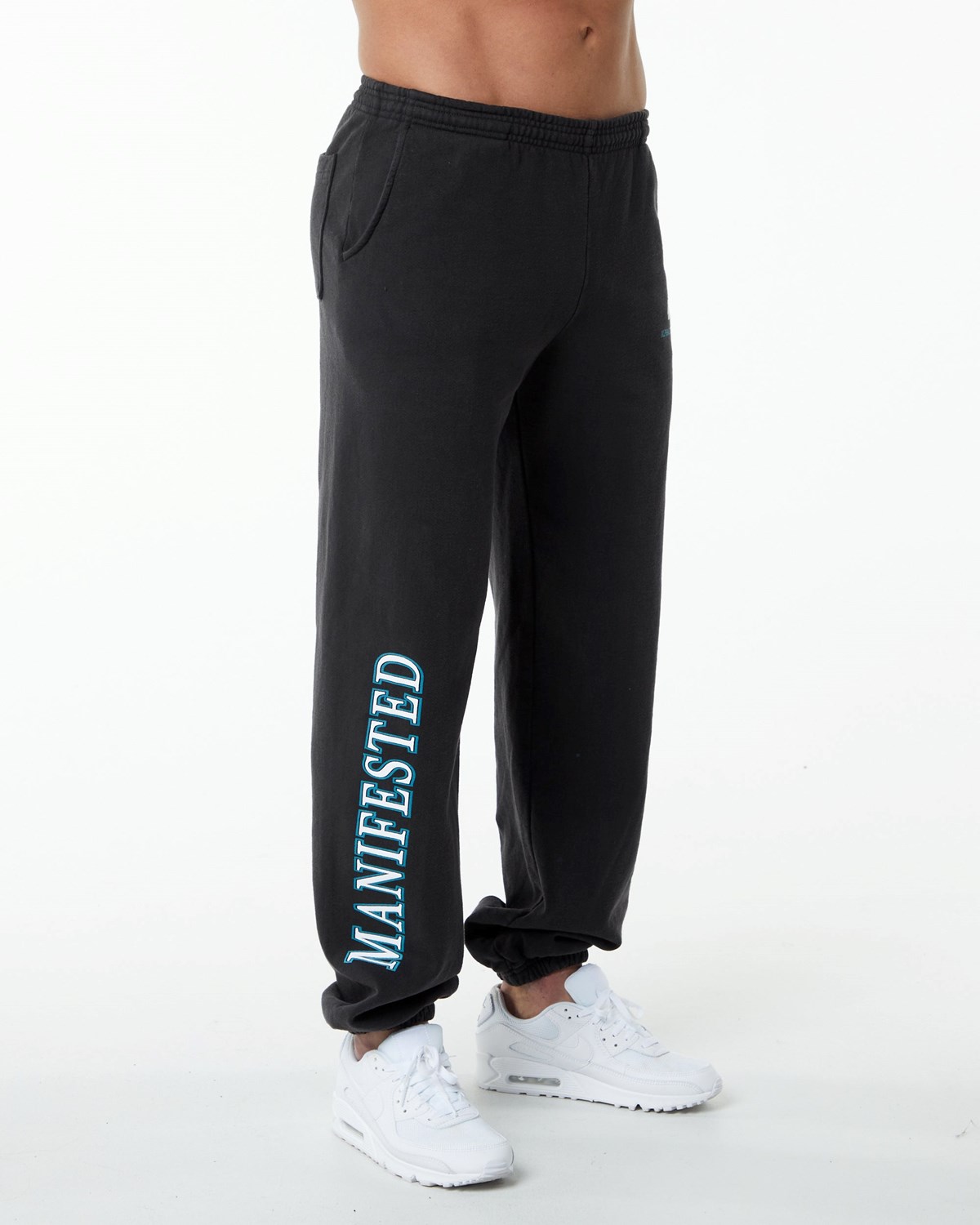 Black Alphalete Fleece Graphic Jogger | PAQCIN781