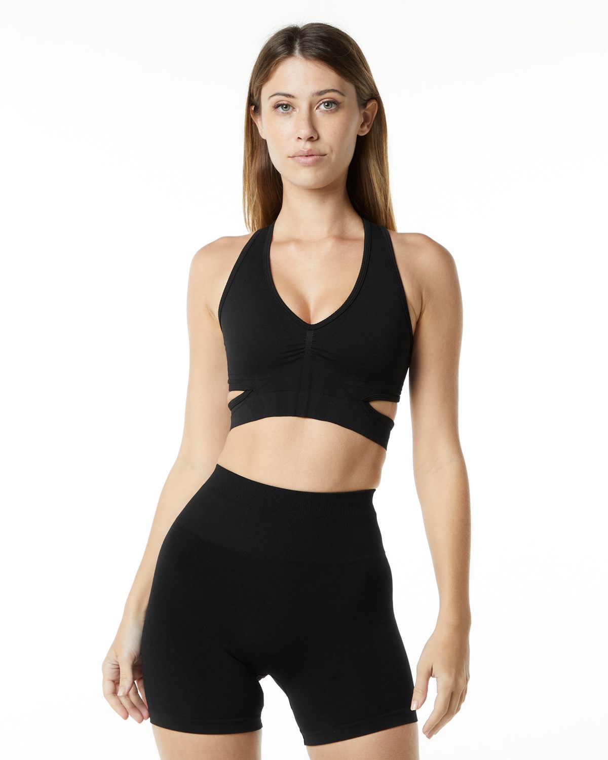 Black Alphalete High-Impact Seamless Sports Bra | ITYCHA620