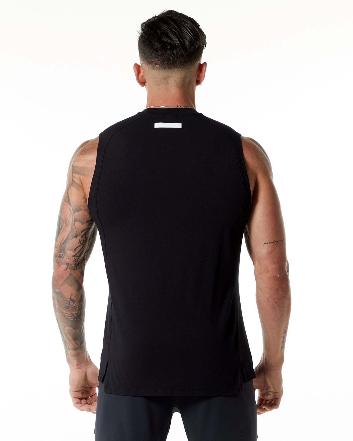 Black Alphalete High-Neck Premium Tank | NZHGWC163