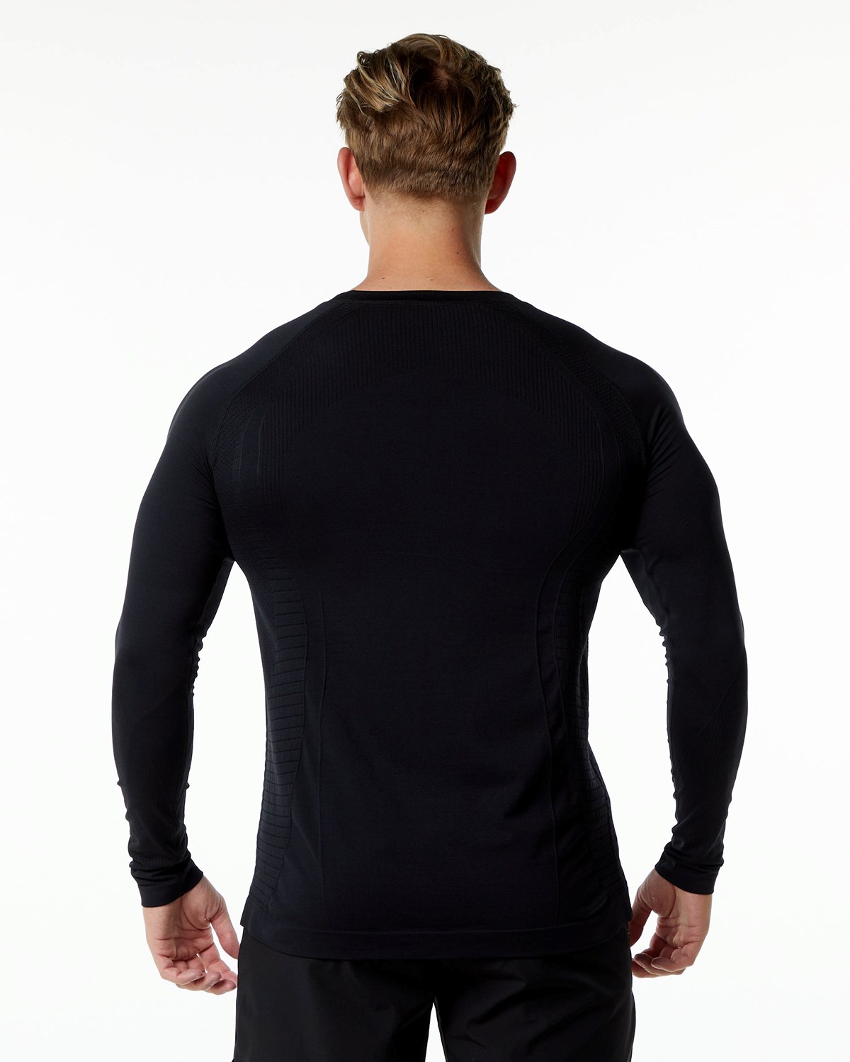 Black Alphalete High Performance Seamless Long Sleeve Tee | BKJZAR105