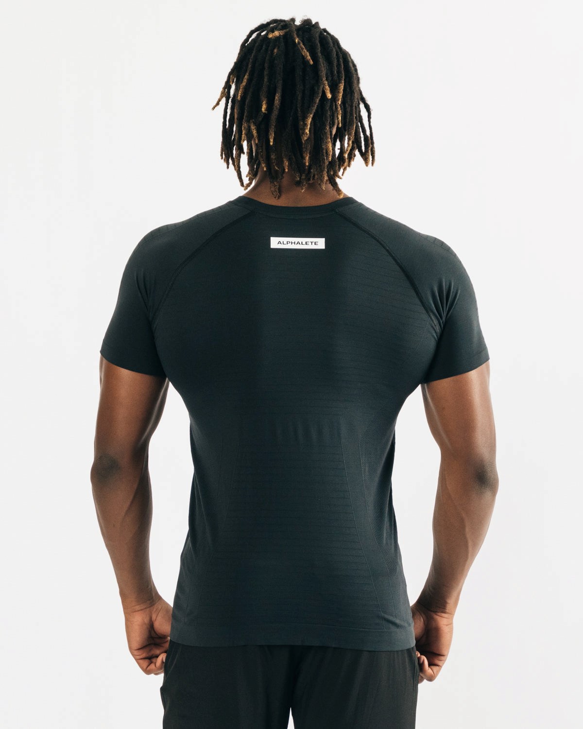 Black Alphalete High Performance Seamless Short Sleeve Tee | XBVYUS235