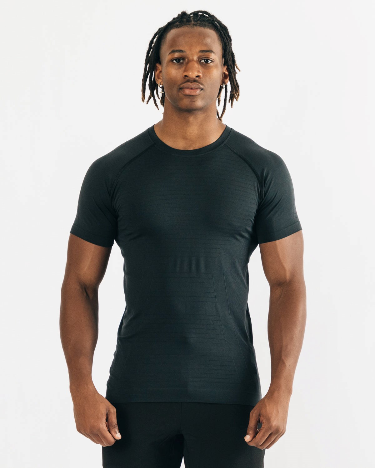 Black Alphalete High Performance Seamless Short Sleeve Tee | XBVYUS235