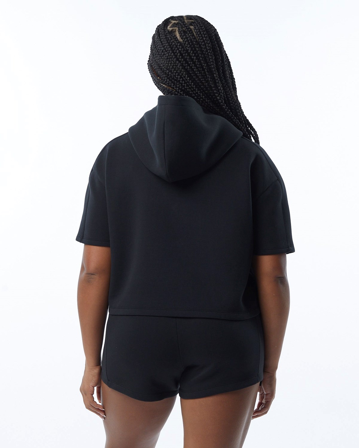 Black Alphalete Interlock Knit Crop Hoodie | AVTSYD586