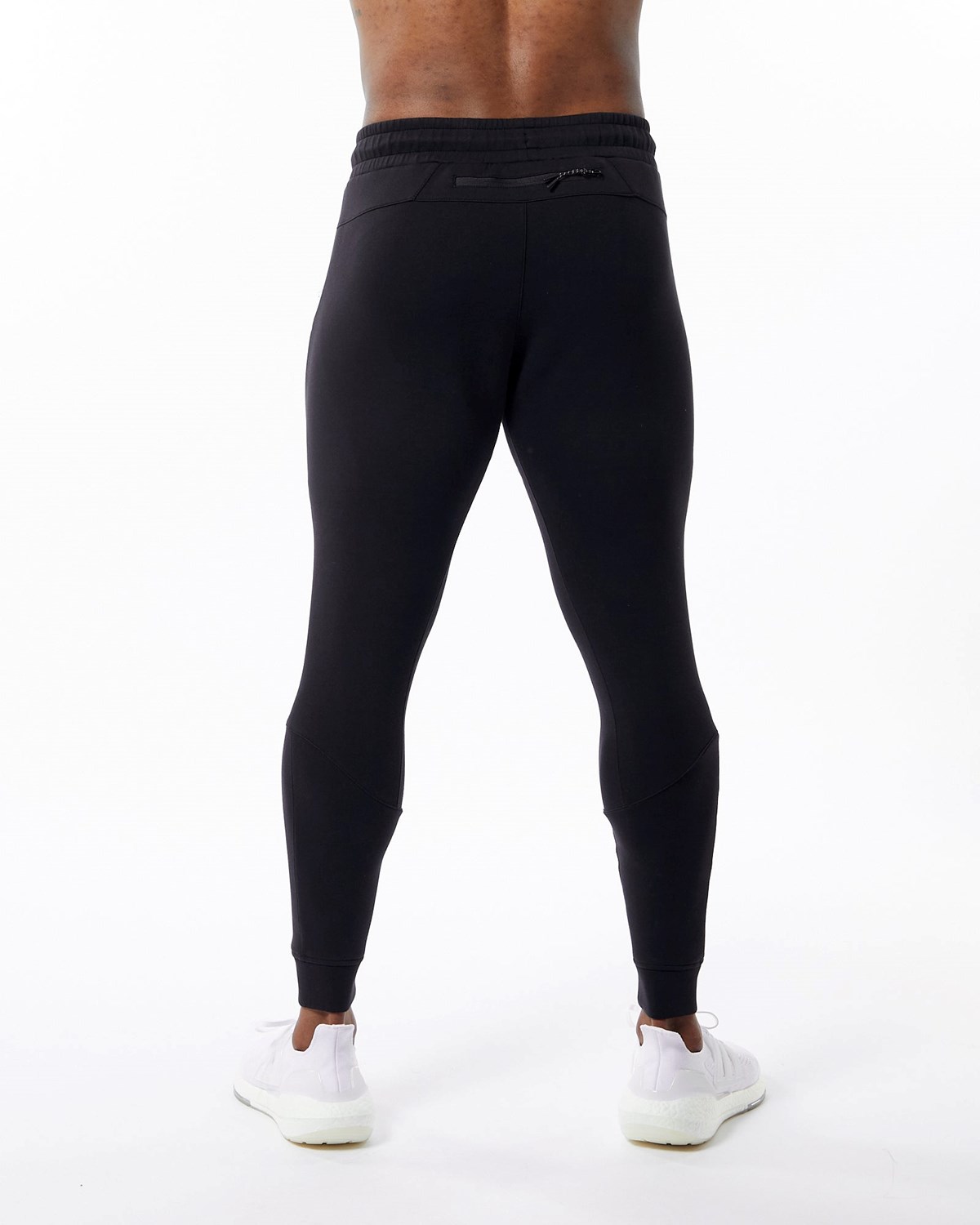 Black Alphalete Interlock Knit Cuffed Jogger | PZXOUK503