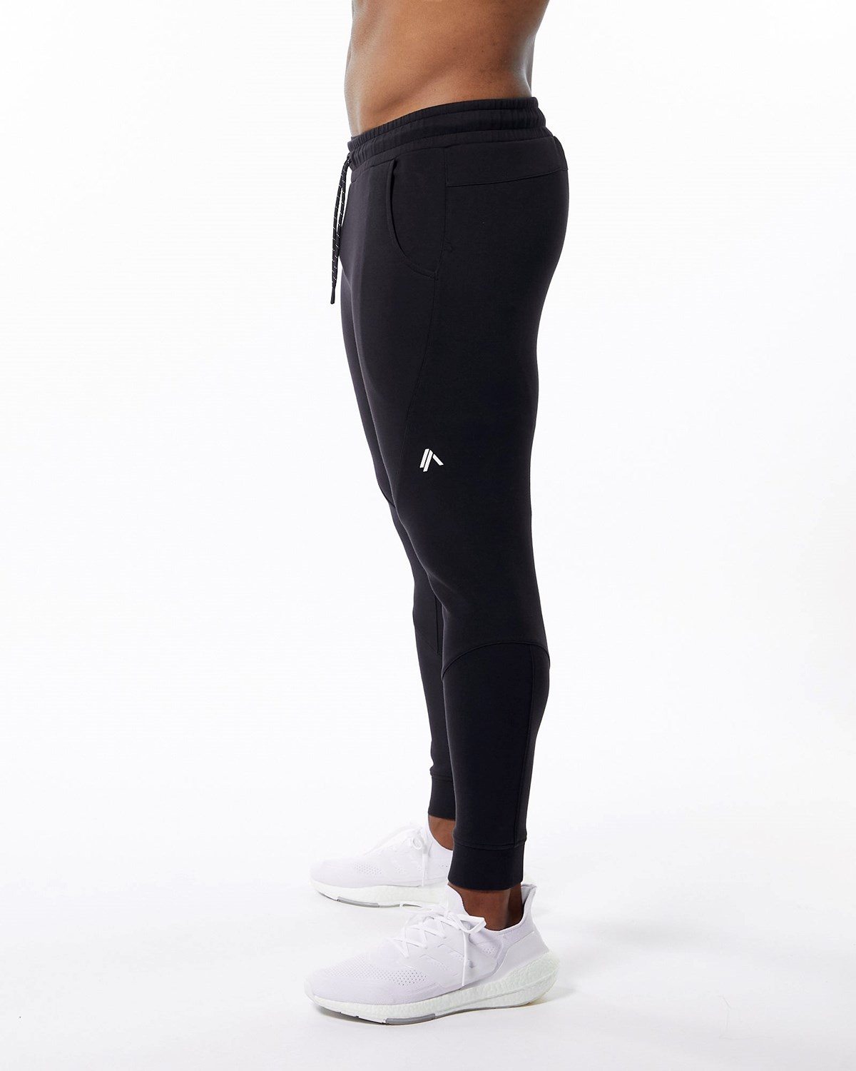 Black Alphalete Interlock Knit Cuffed Jogger | PZXOUK503