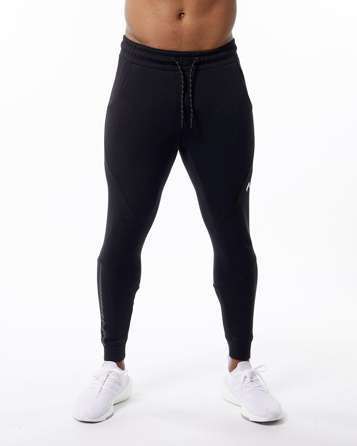 Black Alphalete Interlock Knit Cuffed Jogger | PZXOUK503