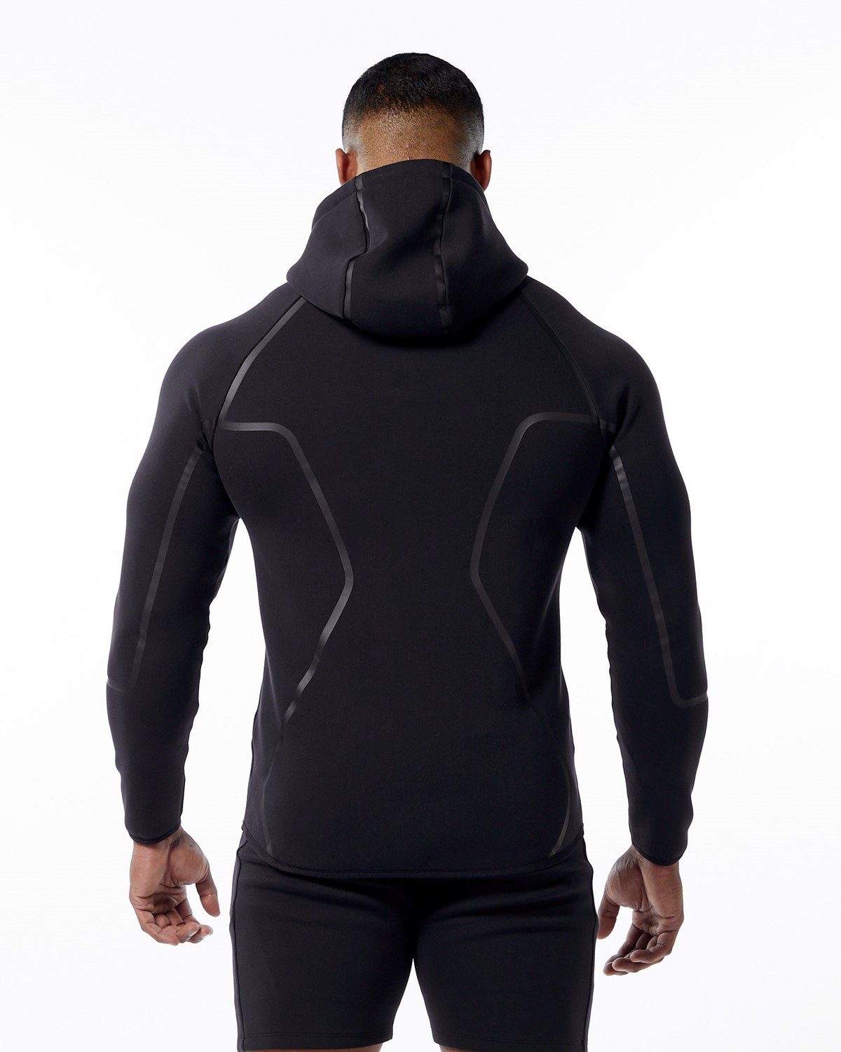 Black Alphalete Interlock Knit Full-Zip Hoodie | HSRZVI457