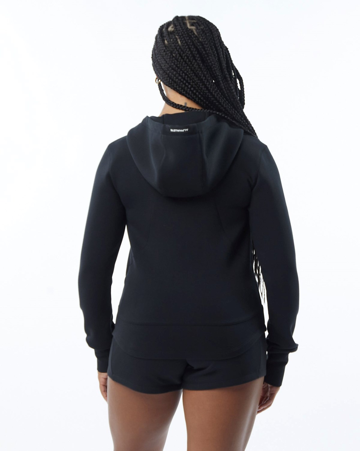 Black Alphalete Interlock Knit Full-Zip Hoodie | IOMHZG152