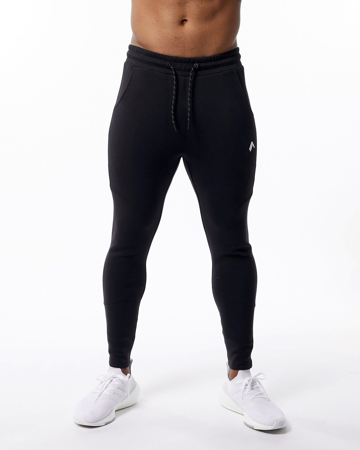 Black Alphalete Interlock Knit Zip Jogger | IVSJCU041