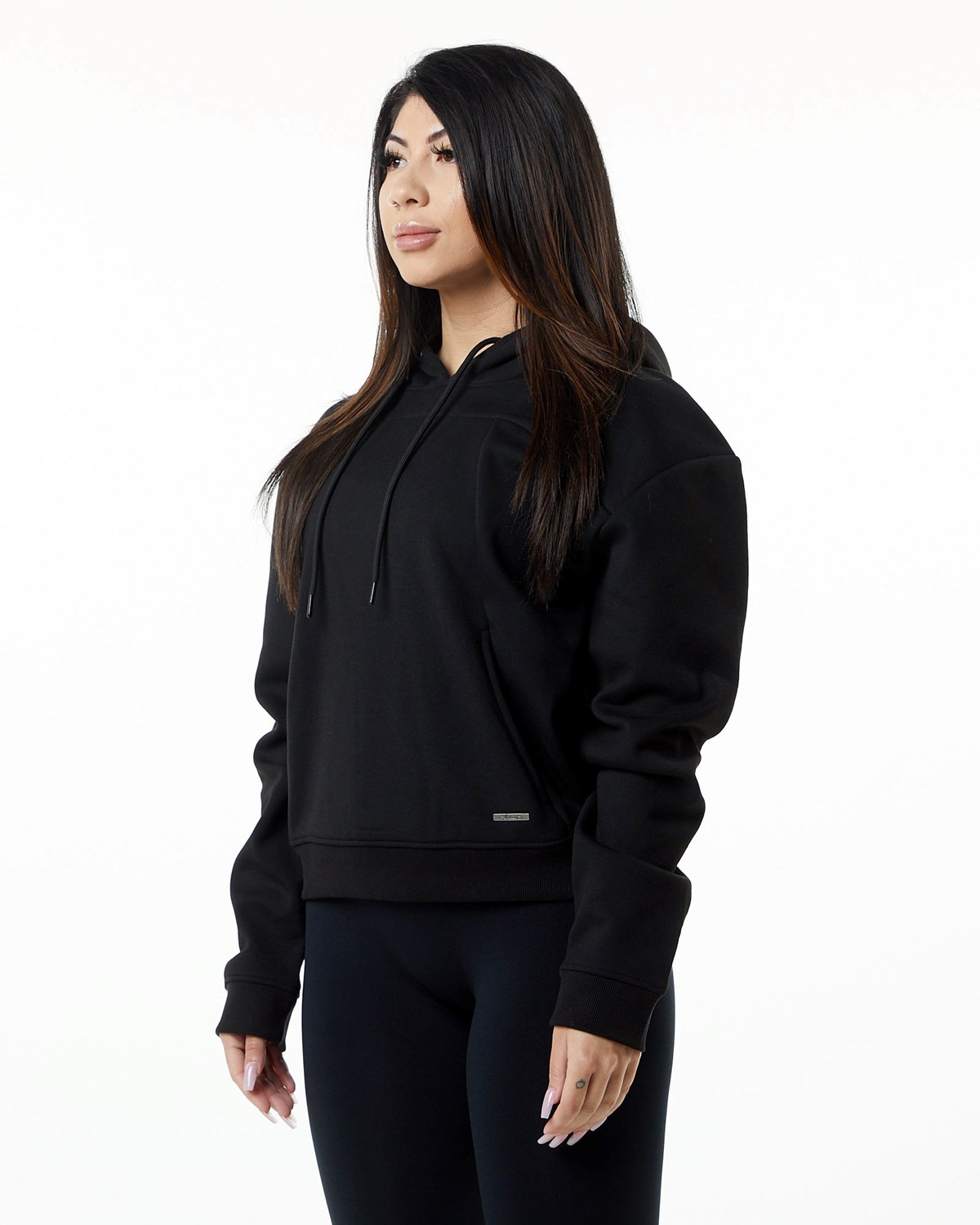 Black Alphalete Luxury Velvet Lined Hoodie | TALNYM694