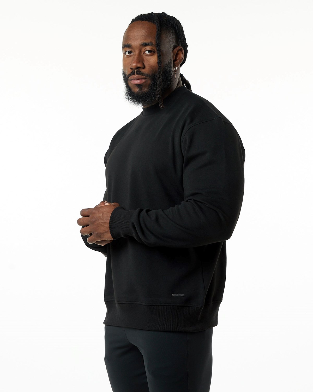 Black Alphalete Luxury Velvet Lined Sweater | YGJHIN028