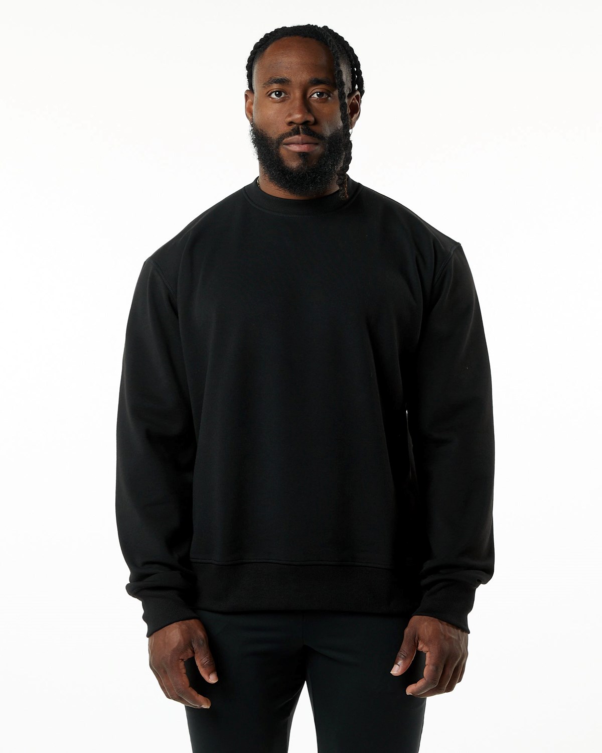 Black Alphalete Luxury Velvet Lined Sweater | YGJHIN028