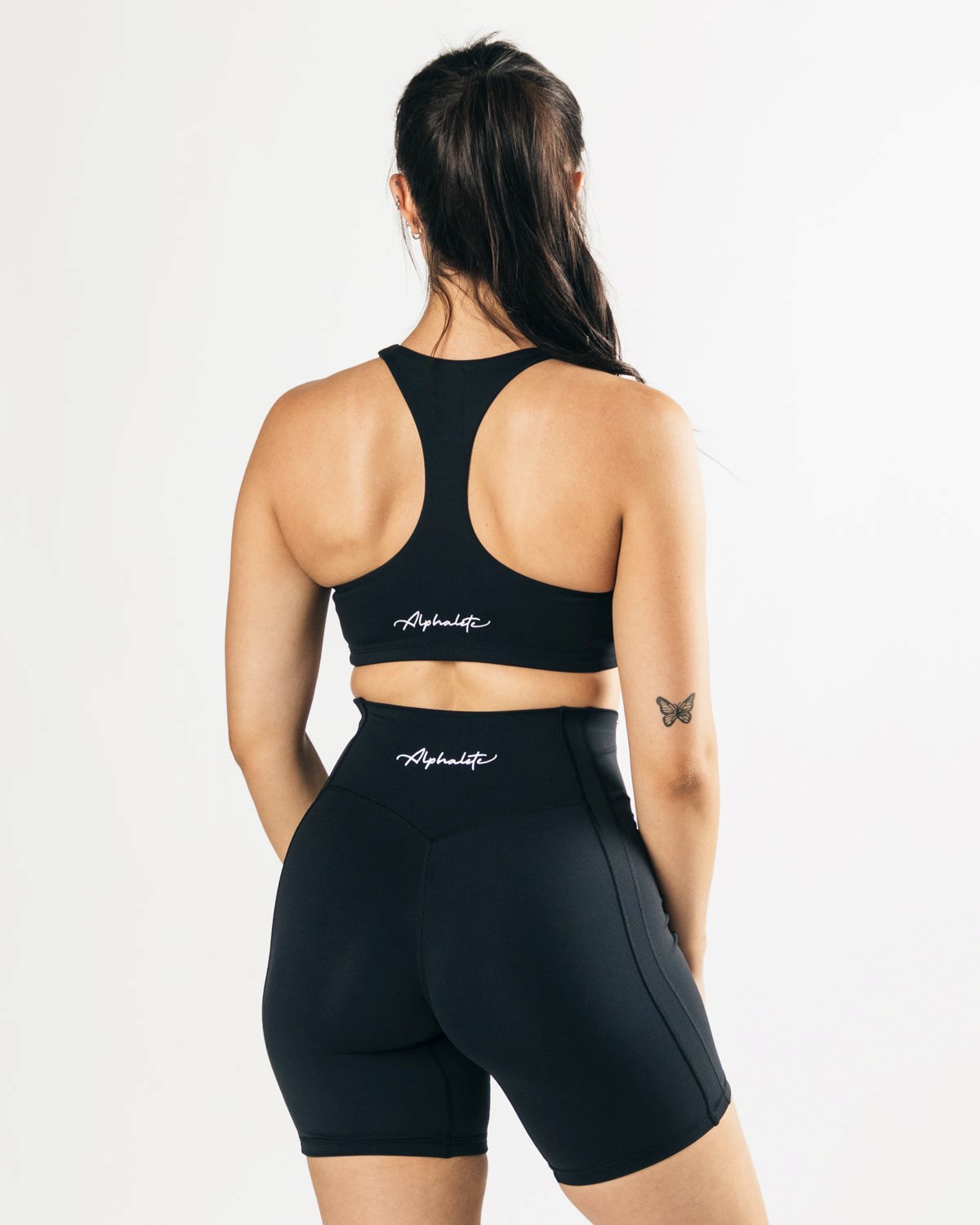 Black Alphalete Medium-Support One Piece Sports Bra | IAPHFC094