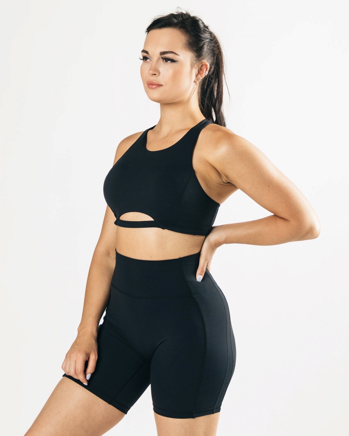 Black Alphalete Medium-Support One Piece Sports Bra | IAPHFC094