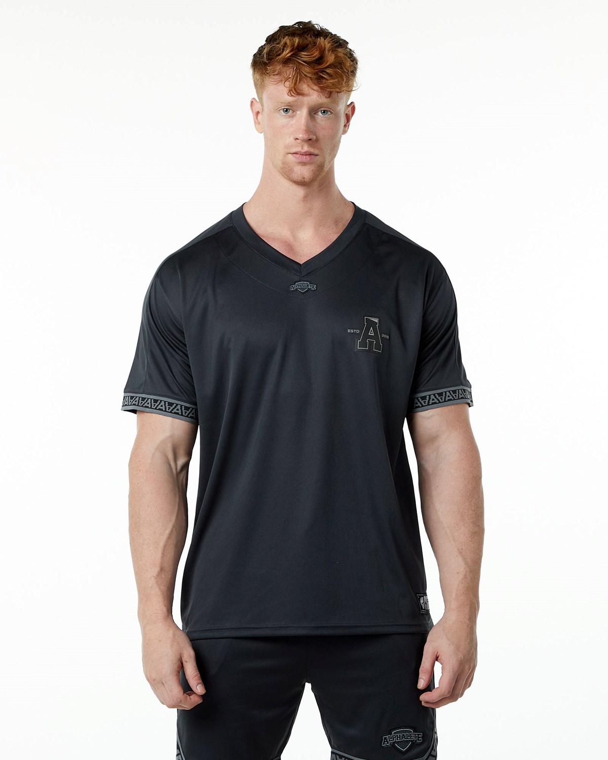 Black Alphalete Oversized Short Sleeve Jersey | HDWKGQ679