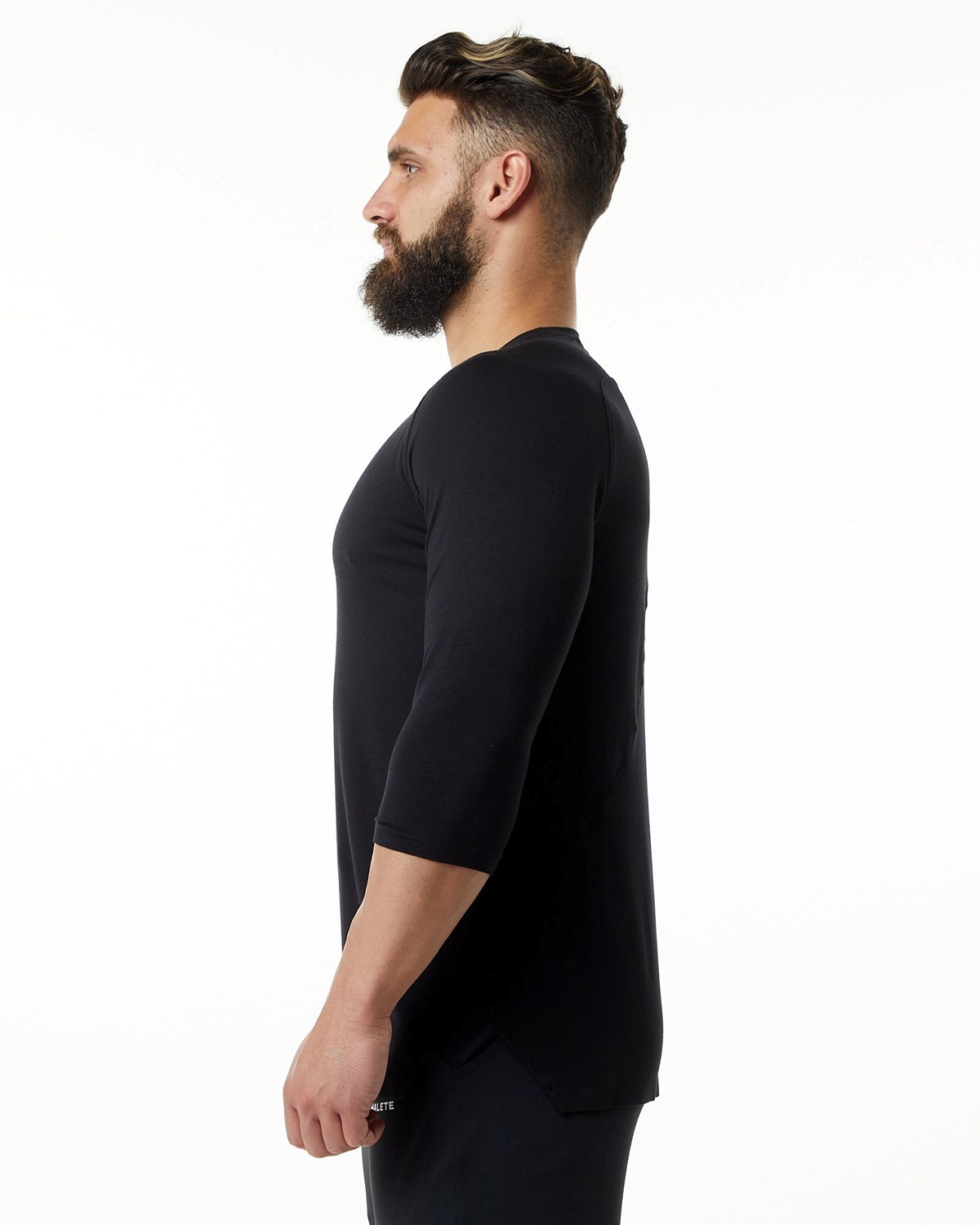 Black Alphalete Premium 3/4 Sleeve Tee | PUHBOY467