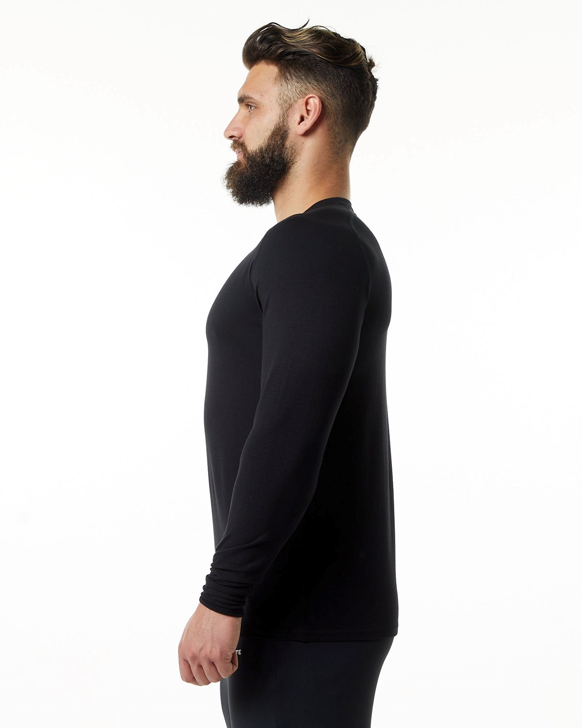 Black Alphalete Premium Epaulette Long Sleeve Tee | WGZEMO869