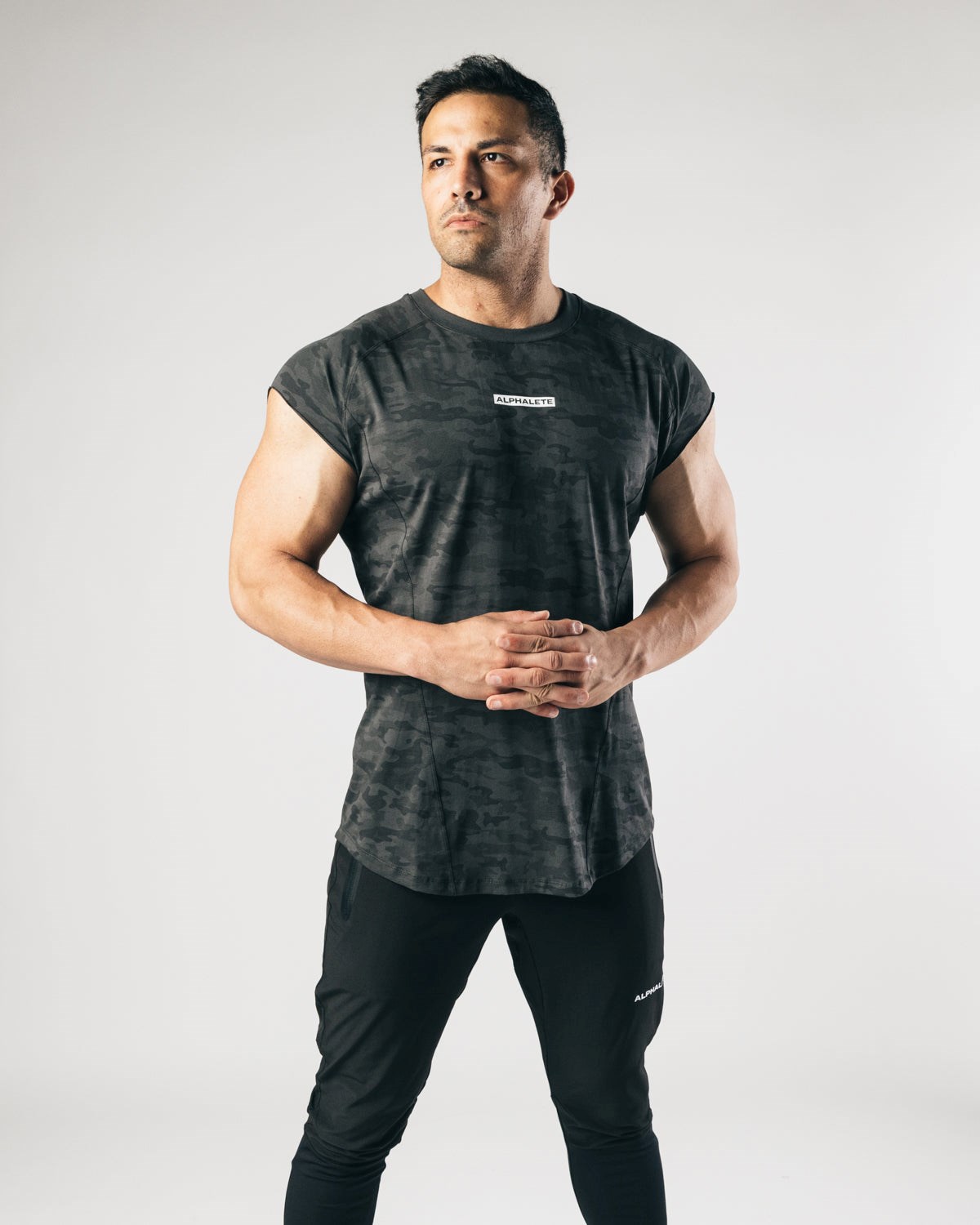 Black Camo Alphalete High Performance Sleeveless Tee | FOYTJQ649