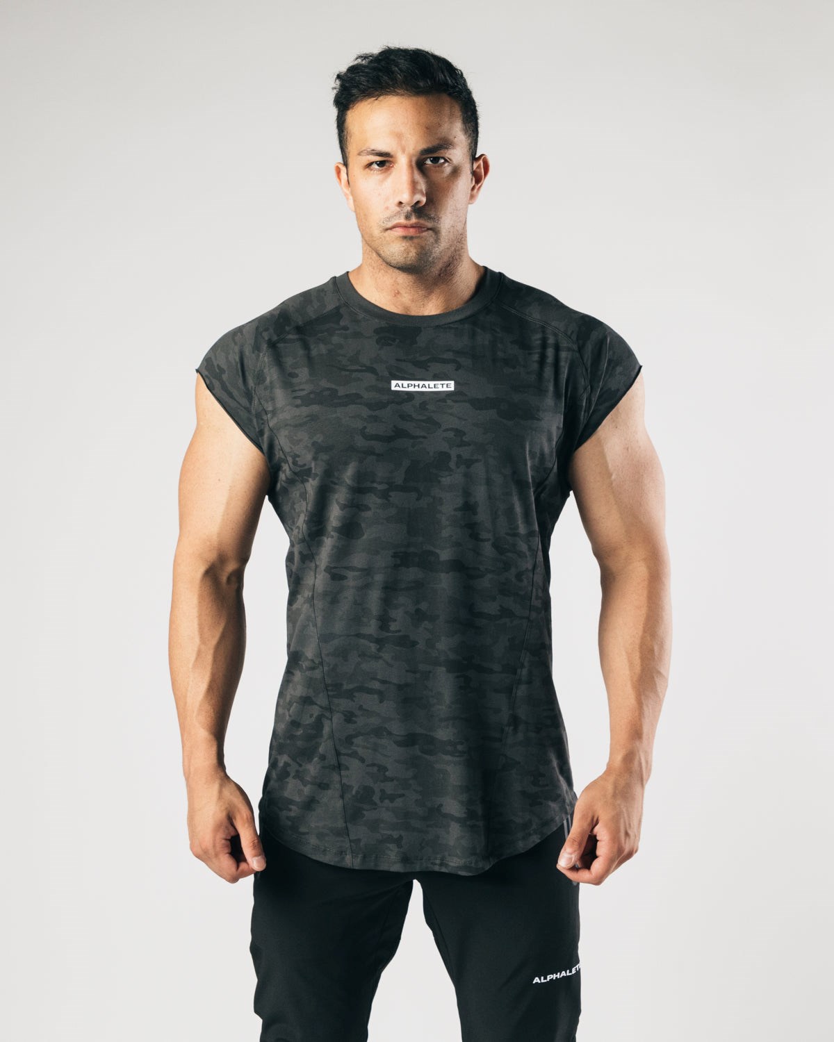 Black Camo Alphalete High Performance Sleeveless Tee | FOYTJQ649