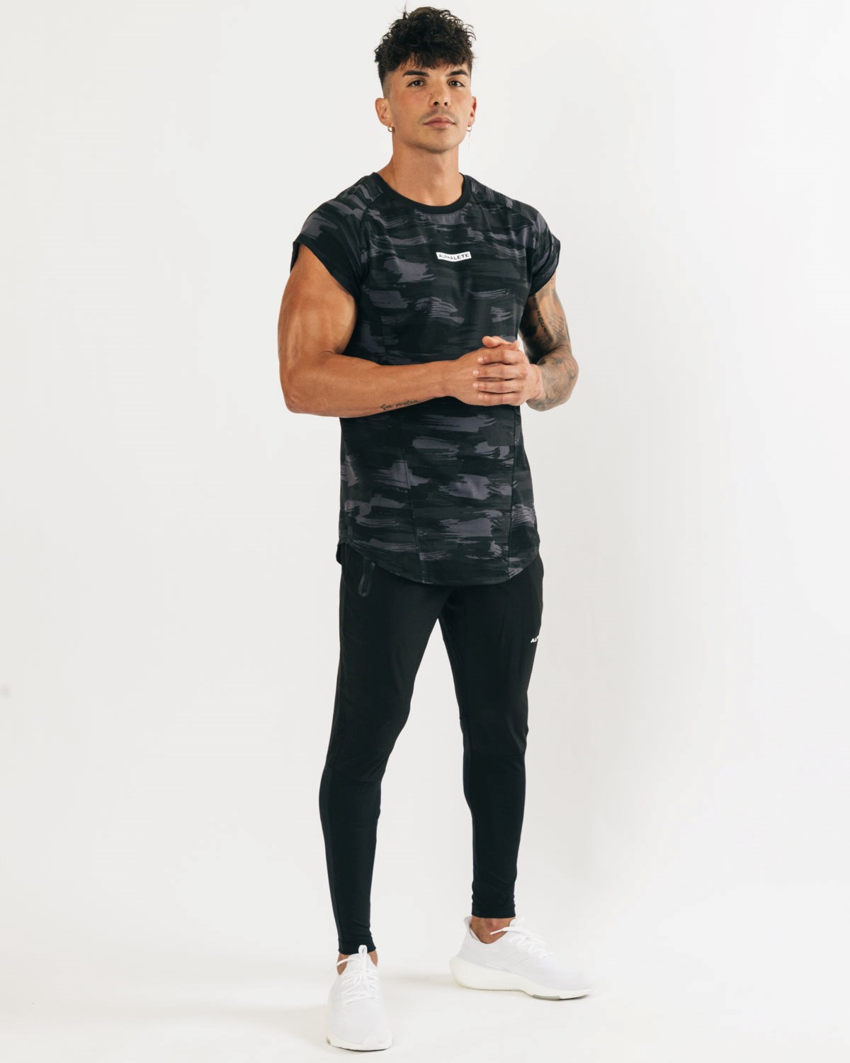 Black Canvas Camo Alphalete High Performance Sleeveless Tee | UYDGTV167