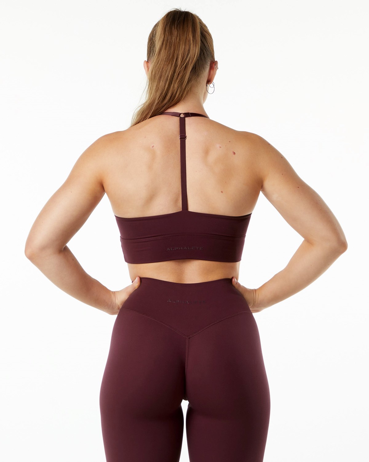 Black Cherry Alphalete Double Brushed Bra | DGCBOU350