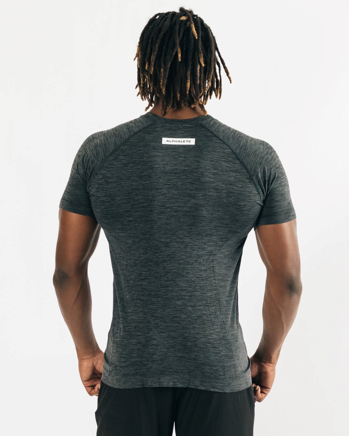 Black Marl Alphalete High Performance Seamless Short Sleeve Tee | BQUCFI396