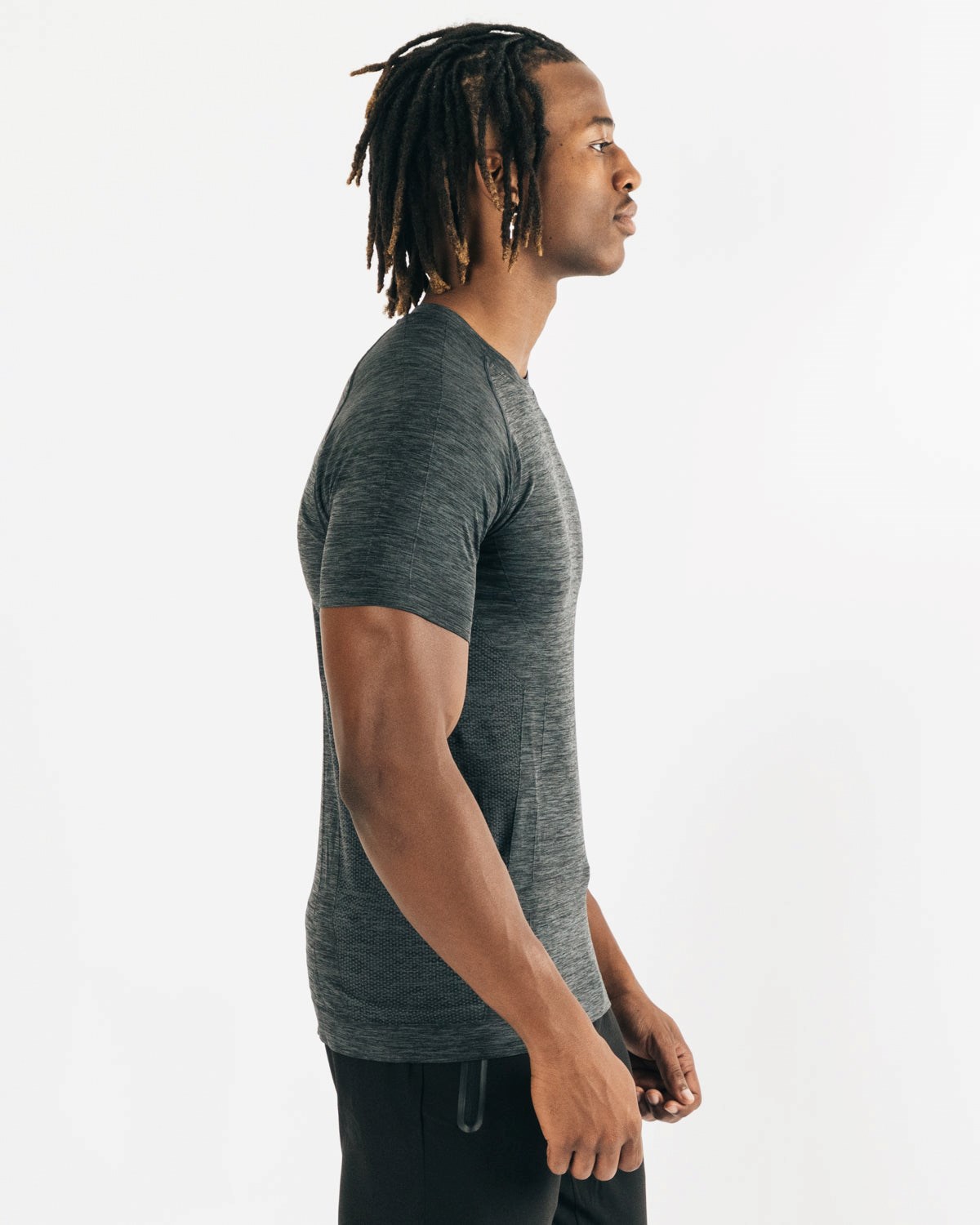 Black Marl Alphalete High Performance Seamless Short Sleeve Tee | BQUCFI396