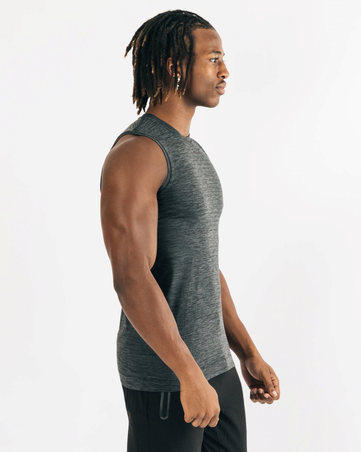 Black Marl Alphalete High Performance Seamless Tank | TKEABF807