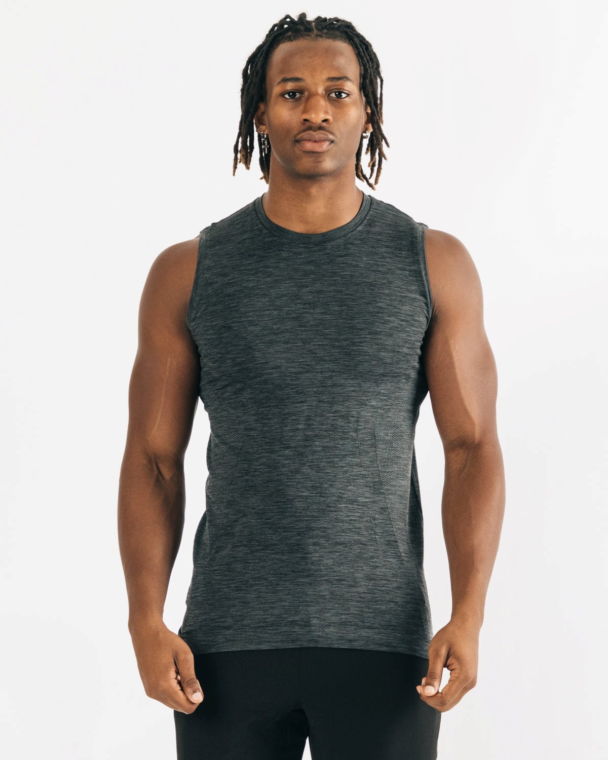 Black Marl Alphalete High Performance Seamless Tank | TKEABF807